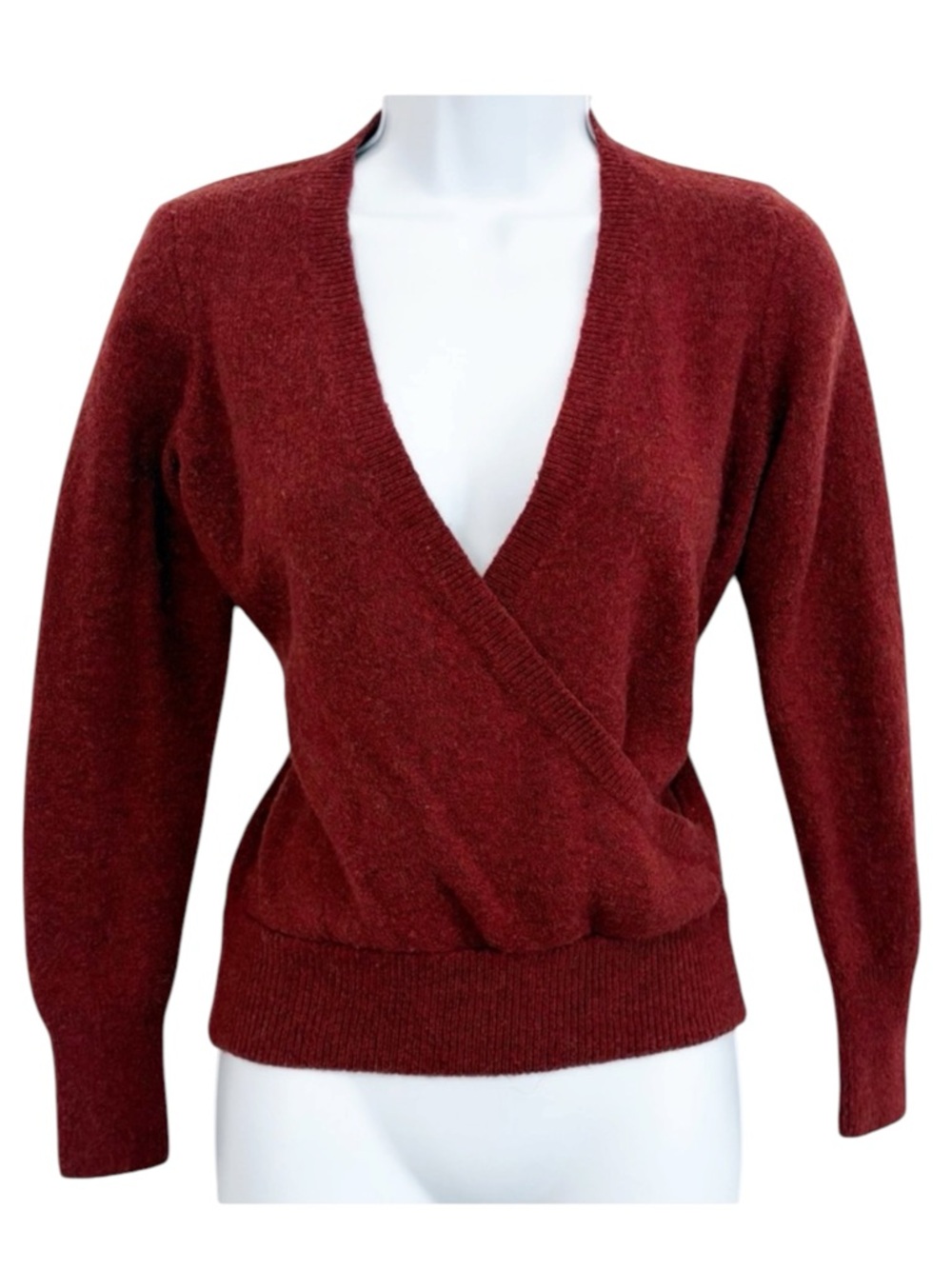 MADEWELL Wrap Sweater XS Red Merino Wool Alpaca V Neck Long Sleeve Soft Knit